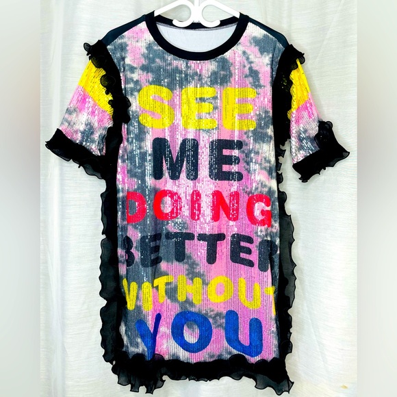 Sequin/Spandex Babydoll Dress - Picture 1 of 5